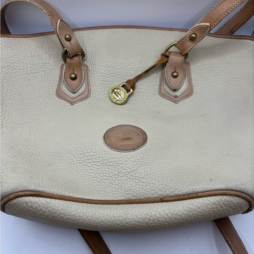 Vintage Dooney and Bourke Cream Leather Tote Bag
